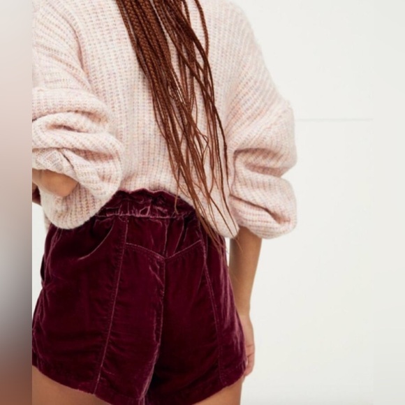 Free People At First Sight Velvet Red Wine Shorts xs - Picture 3 of 12